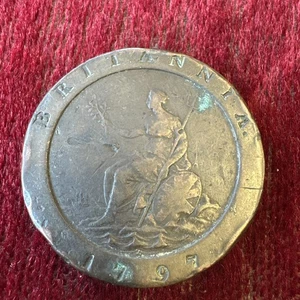 Seltenes 1797 George III Cartwheel Twopence in gebrauchtem ungereinigtem Zustand - Bild 1 von 4