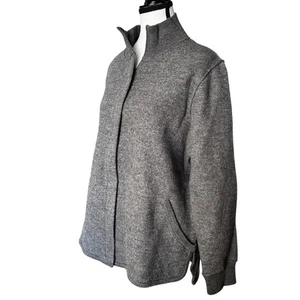 Eileen Fisher Giacca Donna Media 100% Lana Grigio Zip Collo a Costine Maglione - Foto 1 di 11