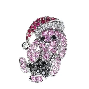 K18WG pink sapphire ruby diamond pendant top 0.45ct r0.13ct d0.18ct dog - Auth f - Picture 1 of 3