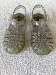 Cat & Jack Toddler Girl Clear Glitter Silver Sparkle Jelly Shoes Sandals Size 10 - Picture 1 of 13