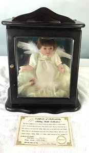 Ashley Bell Porcelain Angel Doll in Wood & Glass Case w/ COA 12x’11x13 - Picture 1 of 8