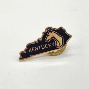 Vintage Kentucky Souvenir State Shape Enamel Lapel Pin w/ Derby Horse Head Retro - Picture 1 of 3