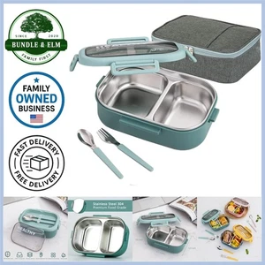 28oz Stainless Steel Bento Lunch Box 2 Compartments Leakproof Food Container - Picture 1 of 13