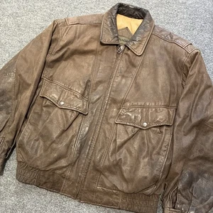 Giacca Bomber Vintage Mirage Classics Pelle Uomo Grande Marrone Pilota Biker Cappotto - Foto 1 di 23
