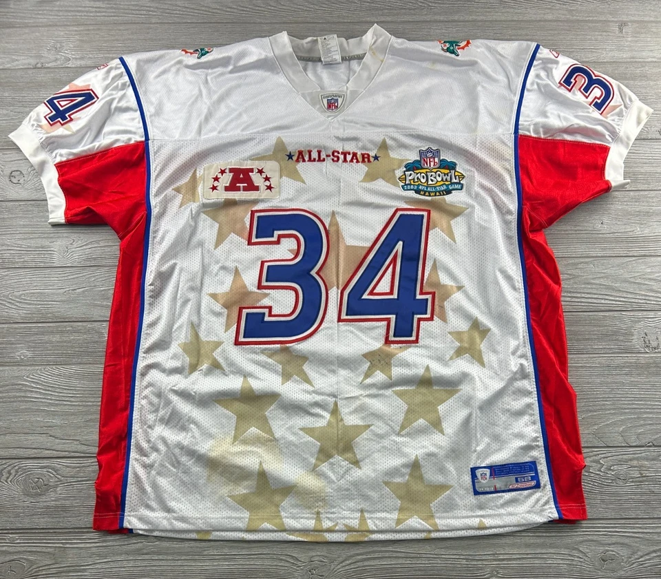 Camiseta deportiva de los Miami Dolphins 2003 NFL All Star Game Pro Bowl #34 Ricky Williams 58 Hawa Foto 1 de 4