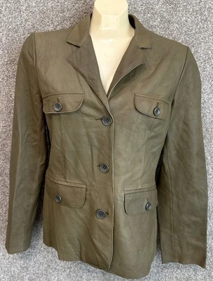 Jakett...etc. Chaqueta informal con botones de cuero marrón talla pequeña para mujer Foto 1 de 4