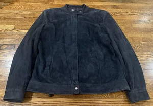 Brooks Brothers Jacke Herren S blau weiches Wildleder Leder Full Zip Cafe Racer Druckknopf - Bild 1 von 10