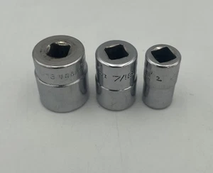 SNAP ON TOOLS 1/4 DRIVE SHALLOW 6 POINT SOCKETS TM18 TM14 TM10 9/16 7/16 5/16 - Bild 1 von 5