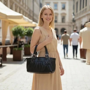 Coach Hamptons Soho Umhängetasche schwarz Leder Medium - Bild 1 von 17