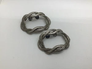 Vintage 1960s Signed MUSI Silver Tone Shoe Clips - Picture 1 of 6