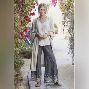 Johnny Was Seide Kaschmir bestickt Kimono Ärmel Strickjacke lang Damen S - Bild 1 von 14