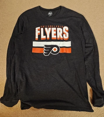 Philadelphia Flyers Vintage Logo Long Sleeve T-Shirt Size Large Men's 47' Black - Image 1 of 2