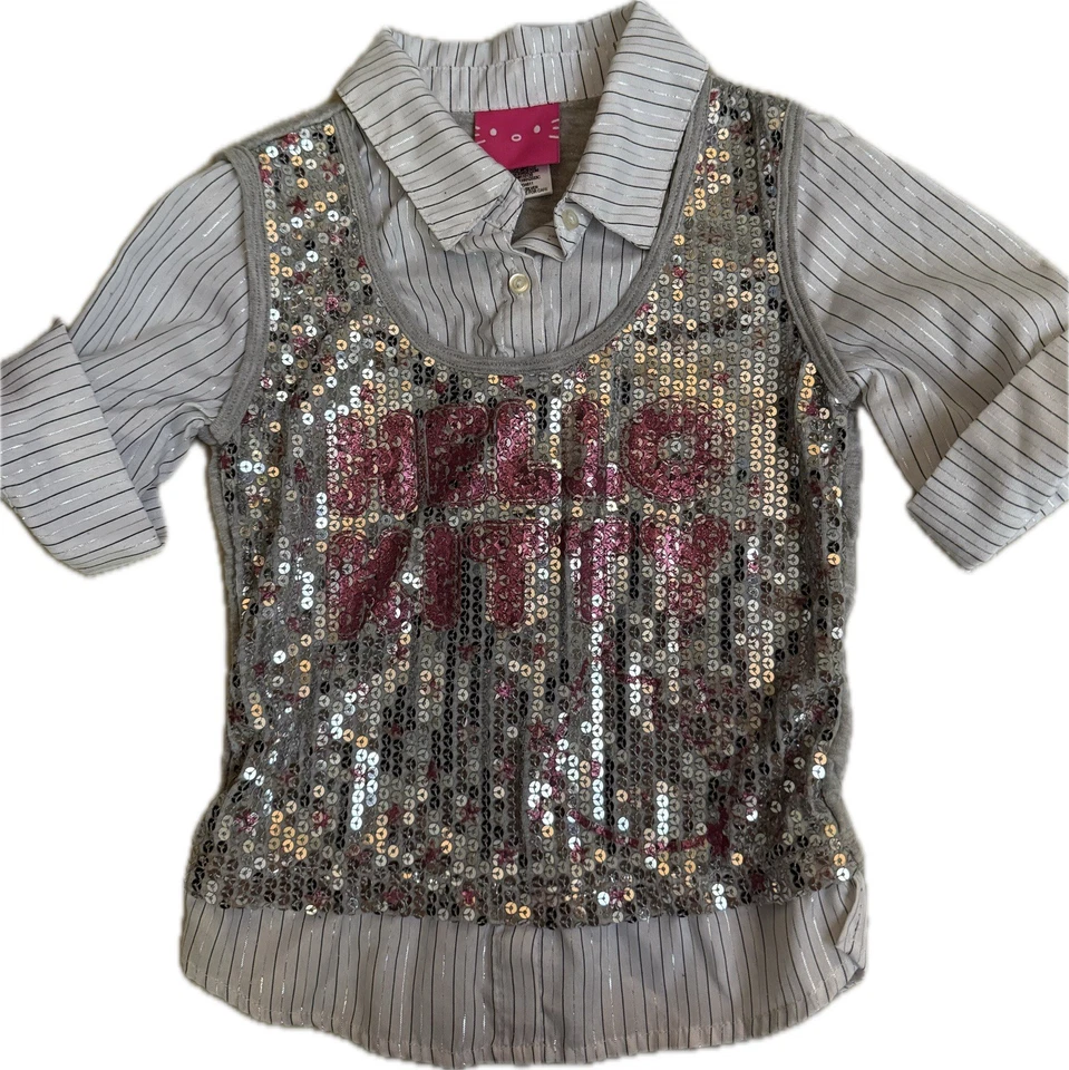 Sanrio Hello Kitty T-Shirt Juniors Sequined Vintage Y2K - Image 1 of 1