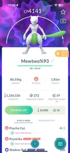 Pokémon Trade GO - Shiny Mewtwo Lvl 40 & Extra Move✨ Caught on 2019 - Picture 1 of 1