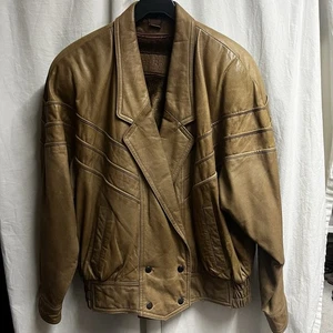 Chaqueta de cuero tostado vintage Alamo De-Bell para mujer talla grande - Imagen 1 de 16