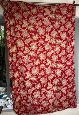 Rideau français vintage fin XIXème siècle bordure volant tissus textile antique - Photo 1/4