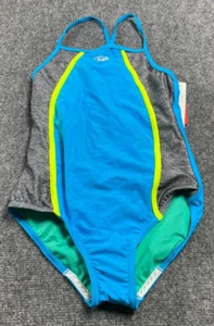 Speedo Girl's Racer Back Competition Swimsuit Multicoloured Size 14 - Picture 1 of 12