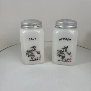 McKee Large Watering Can Lady Salt & Pepper Range Shaker Milk Glass - Picture 1 of 6