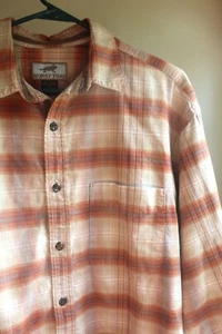 Camicia uomo Horny Toad bottoni M 100% cotone a quadri L/S beige arancione marrone qualità - Foto 1 di 7