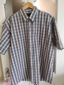 used mens xxl Daniel Hechter s/s check shirt pit to pit 28 L 31 Good Condition - Picture 1 of 7