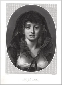 Die Girondistin. Originaler Stahlstich, gestochen von Eulenstein um 1850 - Bild 1 von 1