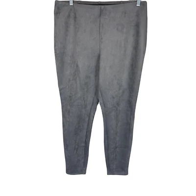 Belle by Kim Gravel Mujer Pull-on Tejido Imitación Gamuza Leggings Pantalón Gris Talla 18W Foto 1 de 2