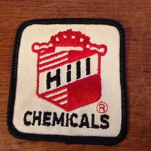 Vintage Hill Chemicals Embroidered Sew on Patch 2.5" X 2.75" - Imagen 1 de 3