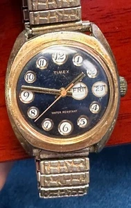 ๐ 1976 Timex Marlin Telephone Dial Watch Men 34mm Day Date Works Intermittent - Picture 1 of 4