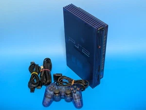 Sony PlayStation 2 PS2 SCPH-37000 Ocean Blue Console Japan Very Good Game JP - Picture 1 of 7