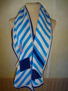 Vintage Alexis Kirk Damenschal blau weiß gestreift maritimes Gefühl 54" x 9,25" - Bild 1 von 5