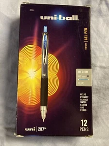 UNI-BALL #207 GEL PEN MEDIUM 0.7MM BLUE INK ITEM # 33951 - 12 PACK - BRAND NEW - Picture 1 of 4