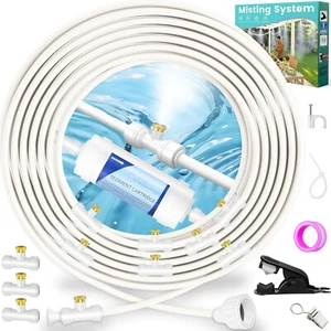 Outdoor Misting Cooling System with Advanced Filtration, 75FT White Line, 30 Noz - Picture 1 of 7