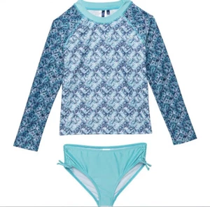 Girls aqua et sol rash guard And Bikini Bottoms , UPF 50+ Long Sleeve 6x - Picture 1 of 2
