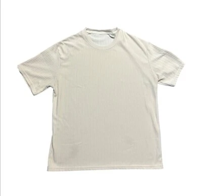 Camiseta de alta calidad cinta texturizada a rayas blanca de peso pesado *grande para hombre* Foto 1 de 4