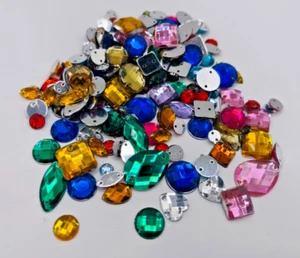 150 x Mixed Shape Colour Sew on hole Diamante Crystal Gems Rhinestone 4-20mm - Picture 1 of 8