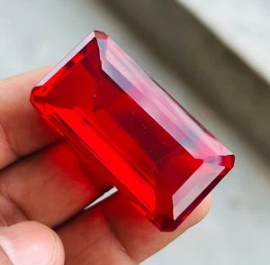 115.50 Ct Natural Blood Red Ruby Certified BIG SIZE Emerald Cut Flawless Gems - Picture 1 of 15
