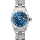 Rolex Ladies Stainless Steel Datejust Blue Roman Numeral Dial Oyster Watch