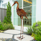 Vogelfigur Gartenfigur Kranich braun Gartendeko Metall Statue hellbraun 34x76 cm