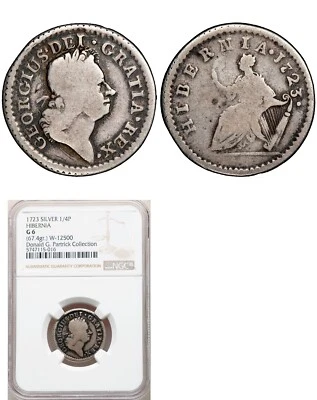 1723 Hibernia Farthing IN SILVER, UNLISTED VARIETY IN MARTIN BOOK, UNIQUE!! - Image 1 of 4