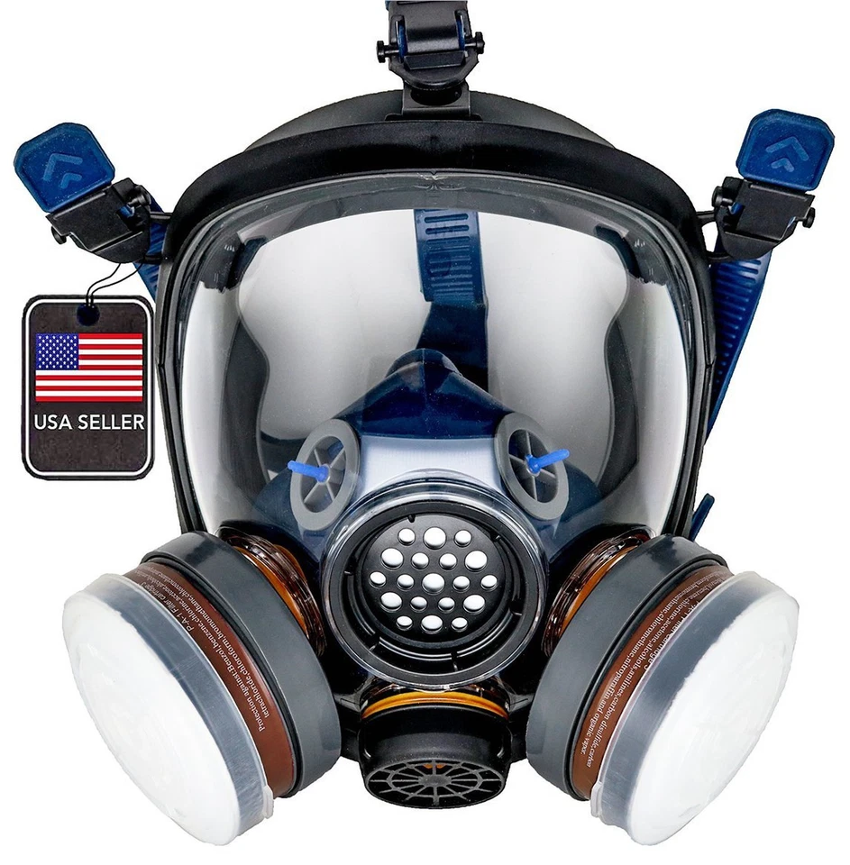 In Stock PD100 Full Face Gas Mask Respirator ASTM Dual Activated Charcoal Filter - Image 1 of 4