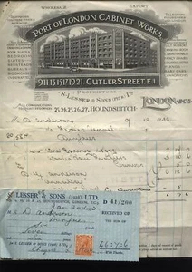 1932 PORT OF LONDON CABINET WORKS, 9-21 CUTLER ST -S. LESSER & SONS - Bild 1 von 1