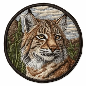 Bobcat Patch Iron-on Applique Big Cats Badge Wild Animal Mountain Nature Roaring - Picture 1 of 16