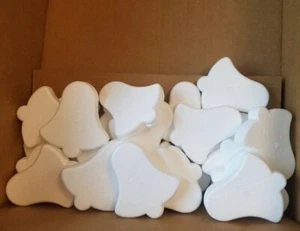 25 Styrofoam Polystyrene Dylite Flat Bells Shapes Forms Kids Crafts Christmas - Picture 1 of 3