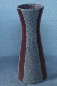 pretty european art pottery vase pink and white crackle glaze retro 70s design - Picture 1 of 3
