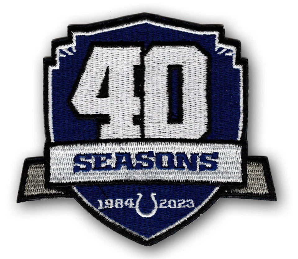 🏈 4" 2023 INDIANAPOLIS COLTS 40 Seasons Iron-on Football Logo PATCH! - Image 1 of 1