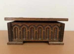 Vintage Wooden Musical Box Carved Jewellery Trinket Arts & Crafts - Picture 1 of 6