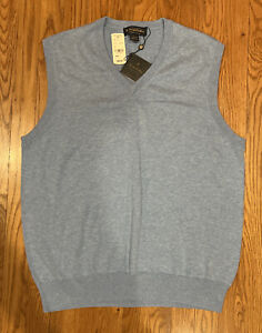 NWT Brooks Brothers Supima Cotton Sweater Vest Mens L Solid Light Blue Orig $69