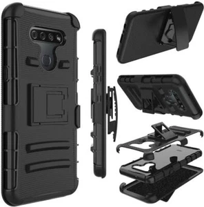 Per LG K51/Q51/LG custodia armatura riflettente clip da cintura nera + vetro temperato - Foto 1 di 13
