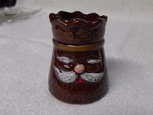 Vintage Red Pottery Good Shot Glass Japan Santa Clause King - Picture 1 of 4