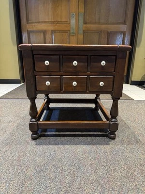 Vintage Ethan Allen Antiqued Pine Commode Table #12-8037 - Image 1 of 4